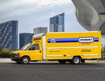 Penske Box Truck parked in a city parking lot